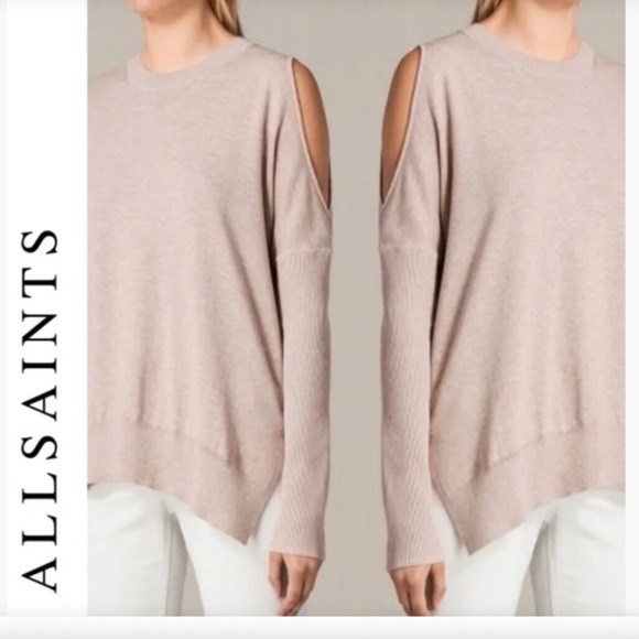 All Saints Reya Cold-Shoulder Sweater • Pink • Large - Picture 1 of 9
